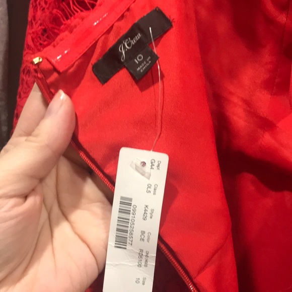 J.Crew red lace midi dress size 10 - Picture 4 of 7